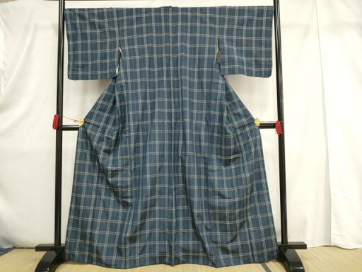 平和屋着物■上質な紬 格子 正絹 逸品 AAAS5991pf 平和屋着物■上質な紬 格子 正絹 逸品 AAAS5991pf