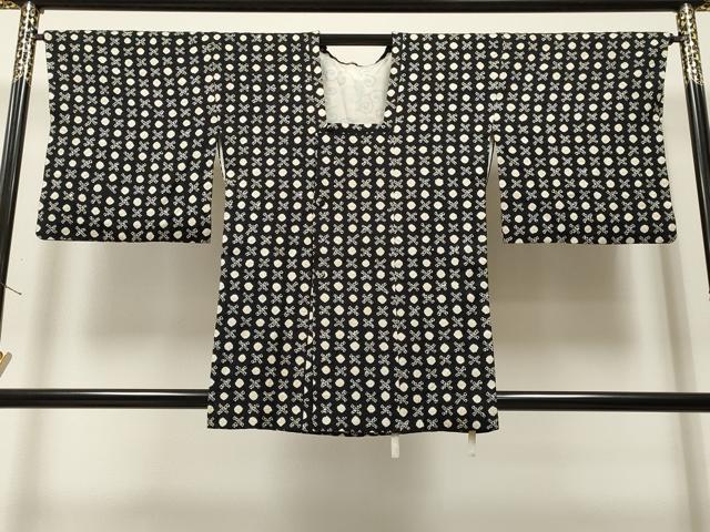 平和屋着物＃道行コート 絞り 吉祥文 黒地 正絹 逸品 CAAR9176id