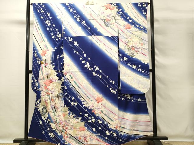 平和屋着物■豪華振袖　駒刺繍　花車文　暈し染め　正絹　逸品　DABG4197qp
