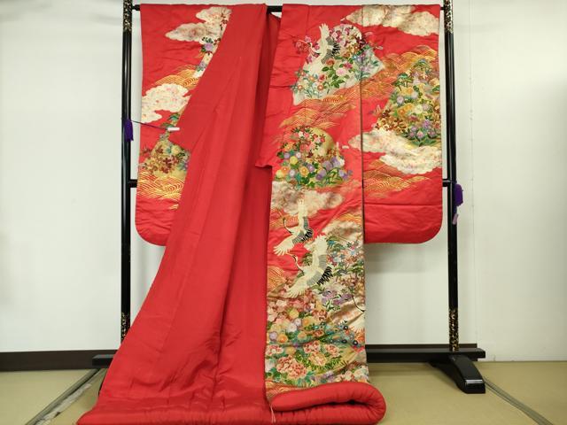 平和屋の平和屋本店●極上　色打掛　和装　婚礼　結婚式　花嫁　神社挙式　相良刺繍　駒刺繍　飛鶴吉祥花文　金糸　逸品　DZAB7749kh6｜アングル2
