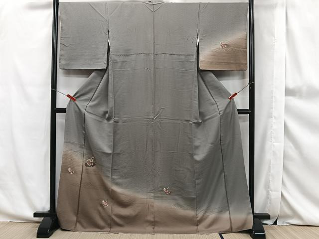 平和屋着物■訪問着 刺繍 地紙花文 暈し染め 金糸 正絹 逸品 CAAP9489xi