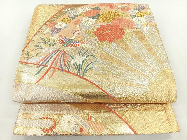 平和屋着物◎本佐賀錦　六通柄袋帯　唐織　片輪車鳳凰花文　金銀糸　正絹　逸品　CABB0825nb