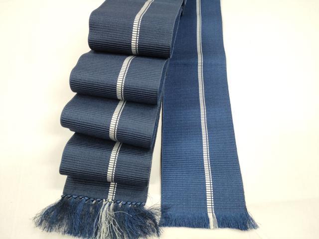 平和屋着物●男性 本場筑前博多織 角帯 間道 正絹 逸品 DAAZ4149cm