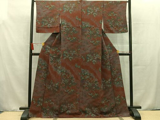 平和屋着物■上質な小紋 草花文 鬼しぼ縮緬 ロング丈 正絹 逸品 AAAS7772mf 平和屋着物■上質な小紋 草花文 鬼しぼ縮緬 ロング丈 正絹 逸品 AAAS7772mf