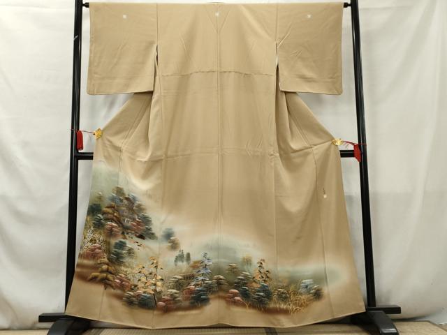 Irotome - 平和屋着物■豪華色留袖　作家物　手描き　風景松文　金閣寺　暈し染め　金銀彩　正絹　逸品　AABA5985cs