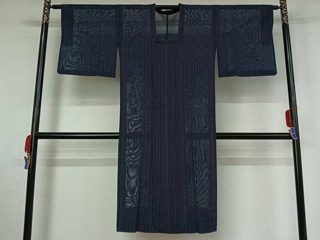 平和屋着物▽道行コート　スリーシーズン　春夏秋　塵除け　縞　正絹　逸品　AABE9336jh