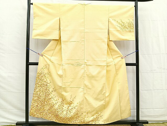 平和屋着物■訪問着　紬地　枝葉文　正絹　逸品　BAAS0999me