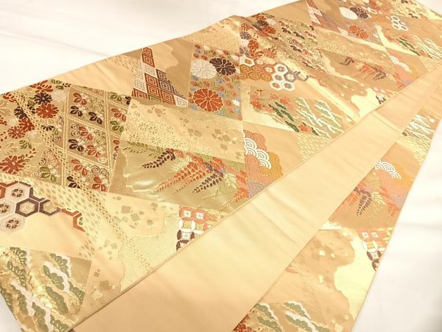平和屋の平和屋着物◎六通柄袋帯　唐織　吉祥花文　金糸　正絹　逸品　AABK4649yx｜アングル3