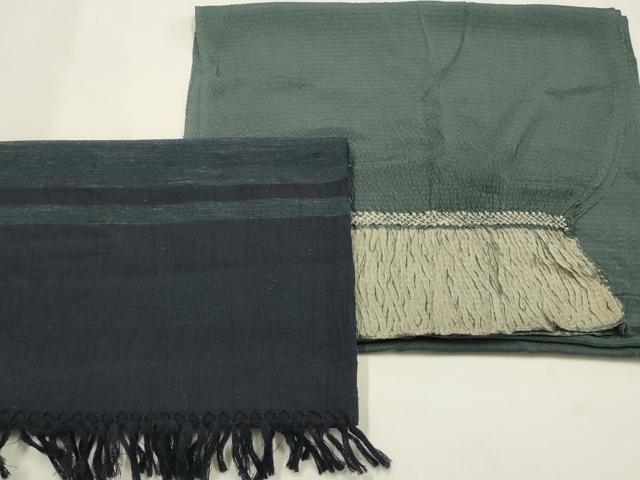 平和屋着物▼男性　和装小物　兵児帯2点　絞り　杢目絞り　正絹　逸品　AABM6722ay
