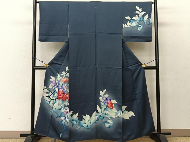 平和屋着物■訪問着　手描き　草花文　暈し染め　正絹　逸品　BAAV2395hj
