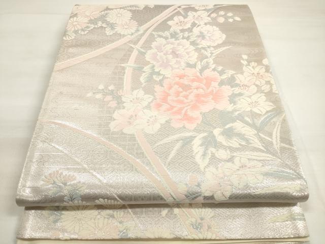 Rakuten - 平和屋着物◎六通柄袋帯　唐織　草花文　銀糸　正絹　逸品　DABD3534xg