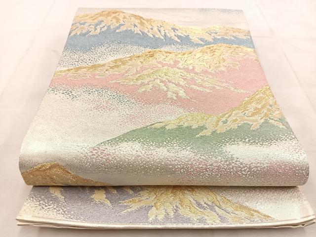 平和屋着物◎六通柄袋帯　遠山文　金銀糸　正絹　逸品　BAAU8681yc