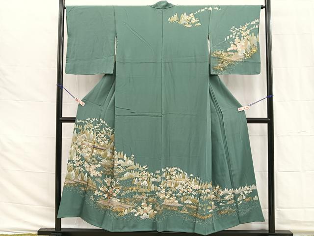 平和屋着物■訪問着 駒刺繍 樹林風景文 金彩 正絹 逸品 BAAS0952me