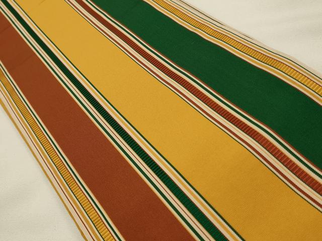 平和屋着物◎本場筑前博多織　半幅帯　間道　証紙付き　正絹　逸品　CAAV0039qe