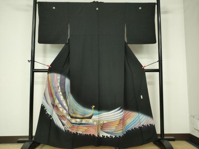 平和屋着物■豪華黒留袖 作家物 草花文 暈し染め 金銀彩 正絹 逸品 DAAM0166sf