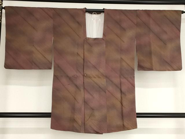 平和屋着物■道行コート 斜縞地紋 暈し染め 正絹 逸品 AAAP8466bw