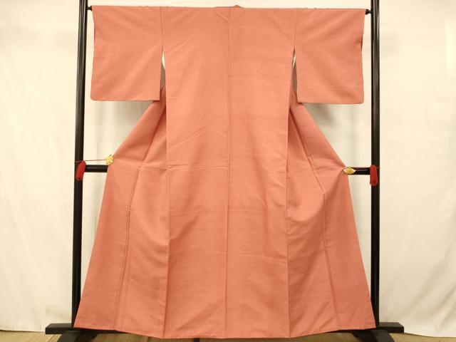 平和屋着物■上質な紬　鉛丹色　正絹　逸品　AABA9182fw