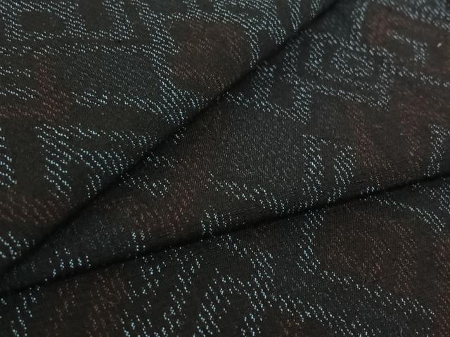 Kimono - 平和屋着物▽上質な紬　単衣　幾何学文様　正絹　逸品　AABF3799jh