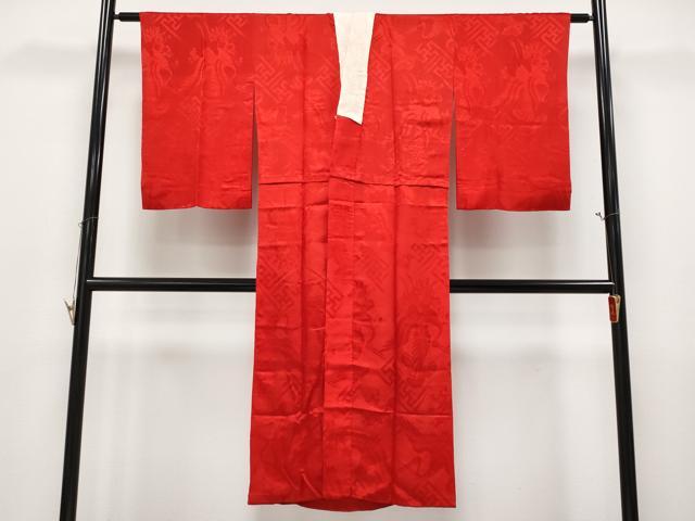 平和屋本店●極上　アンティーク　大正ロマン　長襦袢　袷　松竹梅飛鶴地紋　逸品　CYAA4969s6
