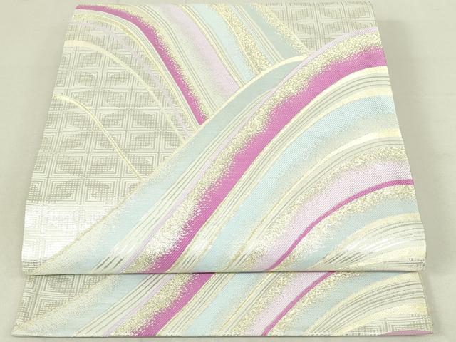 平和屋着物◎全通柄袋帯　立波文　金銀糸　正絹　逸品　DAAX7322qp(4)