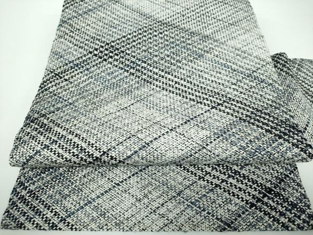 平和屋着物●九寸名古屋帯　組織　格子　正絹　逸品　未使用　DAAV6836ps