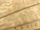 平和屋着物▽本場染大島紬 単衣 平安人物風景文 反端付き 正絹 逸品 BAAS8193yc