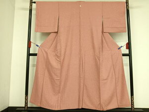 平和屋着物■上質な色無地 草花地紋 退紅色 正絹 逸品 AAAS0758mf