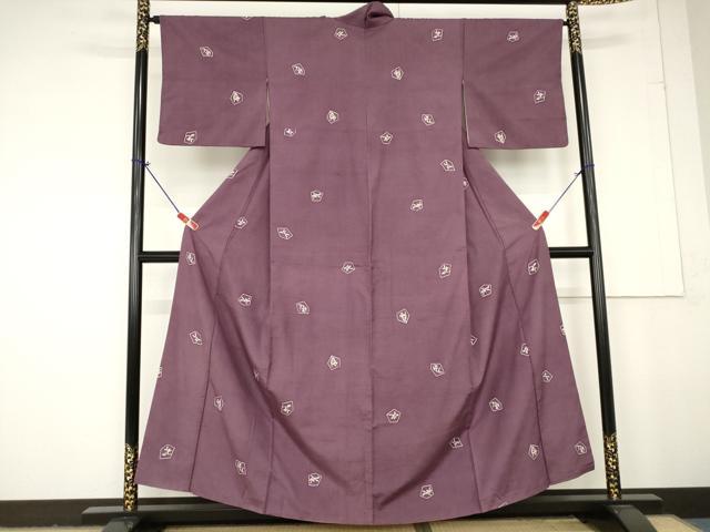 平和屋着物■上質な紬　色紙花文　正絹　逸品　AAAW3758ma(4)