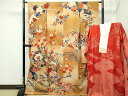 平和屋本店■極上 アンティーク 大正ロマン 振袖・長襦袢セット 駒刺繍 吉祥草花文 暈し染め 金彩 逸品 CZAA2271s5