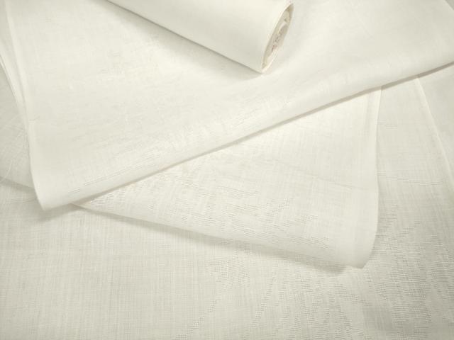 ■■■　サイズ　■■■ 長さ　　着尺分あり 幅　　　約35.5cm ■■■　商品詳細　■■■ 【麻交織・未使用】 状態は接写画像のように表地所々・裏面所々に薄い汚れがございます。 お安く出品致しますので、是非この機会にいかがでしょうか？ ■■■　注意事項　■■■ ■モニター発色の具合により色合いが異なる場合がございます。 ■寸法は多少の誤差が生じる場合がございますのでご了承ください。 ■縫込みの長さが左右非対称の場合は短い部分を記載しております。 左右非対称であってもご返品・お値引き等の保証は出来かねますので、ご了承の上ご購入をお願い致します。 ■シミ等のチェックには注意を払っておりますが、見落としがある場合もございますし、個人の見解も様々ですので神経質な方のご購入はお控えください。 ■箪笥に入っておりました着物や帯なので畳みシワや匂いがあるものもございます。 ■お休みは基本的に土日祝となりますが、その他臨時でお休みする場合がございますのでご了承ください。 ■商品の発送は平日のみの発送となります。 ■夜間と土曜、日曜日はお問い合わせの回答が遅れる場合がございます。 ■当店では、お直し、紋入れ、お手入れ等は承っておりません。 ■生地の状態（ヤケ、経年劣化等）によってはサイズ直しが出来ない場合がございます。 その点もどうかご了承のうえ、ご購入をお願いいたします。 ■弊社で取り扱う商品は一点ものにつき、時期や在庫状況に応じて金額が変更となる場合がございます。 ■検針は行っておりません。予めご了承いただきますようお願いいたします。 ■【洗える着物】と記載のある商品におきましては、商品お届け後に洗濯を行ってしまってからのご返品にはご対応しかねます。 念の為、専門店でのお手入れをお願いいたします。 ■着物のサイズ目安は下記を参考ください↓ ＜女性着物＞　お端折り次第で＋5cm　−1cmが着用可能サイズ 　例）身丈170cmの場合、身長160cm〜175cm ＜男性着物＞　身丈＋約25cm〜27cm程が適応身長 　例）身丈155cmの場合、身長180〜182cm