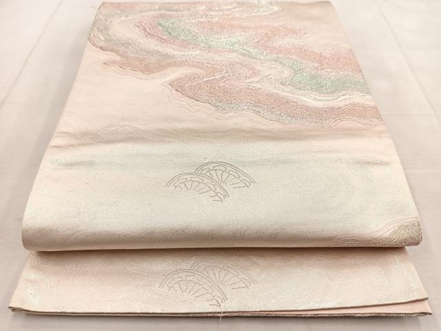 平和屋着物◎六通柄袋帯　片輪車文　金銀糸　正絹　逸品　BAAU9105yc