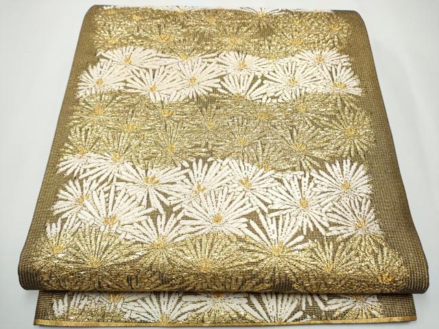 平和屋着物●六通柄袋帯　唐織　古代裂唐松　金糸　正絹　逸品　CAAX7598hy(4)