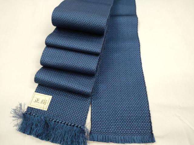 平和屋着物●男性 本場筑前博多織 角帯 市松文様 正絹 逸品 DAAZ4153cm