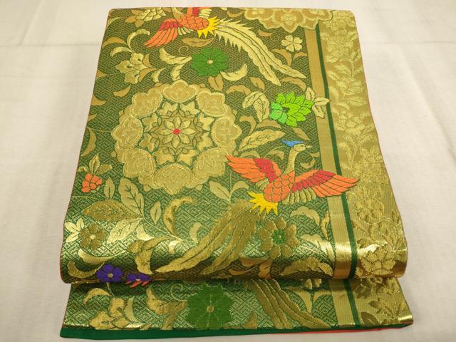 平和屋着物[]子供　全通柄袋帯　唐織　鳳凰花文　金糸　逸品　AABB5829ja