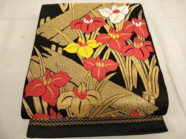 平和屋着物[]子供　全通柄袋帯　唐織　八つ橋　金糸　逸品　AABB5833ja