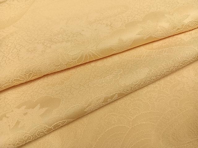 平和屋着物●上質な色無地　草花吉祥地紋　蜂蜜色　正絹　逸品　AABD4761ph