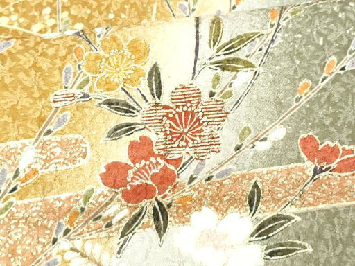 平和屋着物■上質な小紋 立波エ霞枝花文 暈し染め 金彩 正絹 逸品 CAAQ4457fb 平和屋着物■上質な小紋 立波エ霞枝花文 暈し染め 金彩 正絹 逸品 CAAQ4457fb