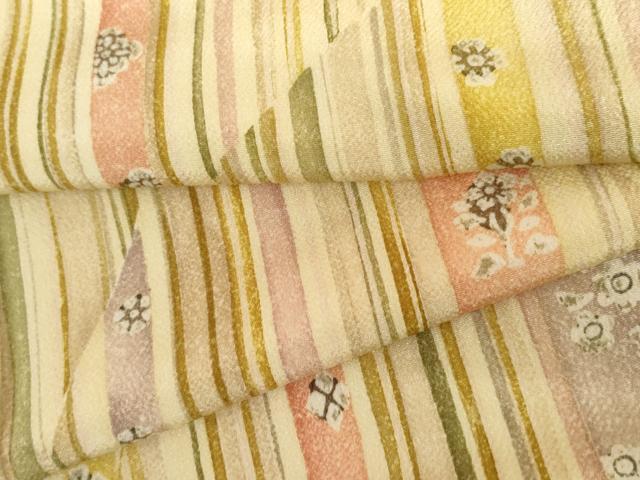 Full-Length Under-Kimono - 平和屋着物●上質な小紋　ろうけつ染　舞花文　鬼しぼ縮緬　高島屋扱い　正絹　逸品　AABH8937cs