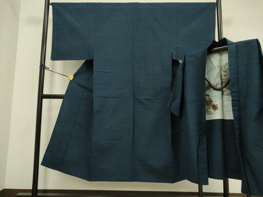 平和屋着物▽男性 紬 単衣 アンサンブル 暗い藍鉄色 正絹 逸品 DAAR5515du 平和屋着物▽男性 紬 単衣 アンサンブル 暗い藍鉄色 正絹 逸品 DAAR5515du