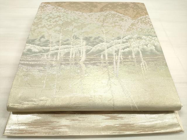 平和屋着物◎六通柄袋帯 上高地 金銀糸 正絹 逸品 DABE8115xg