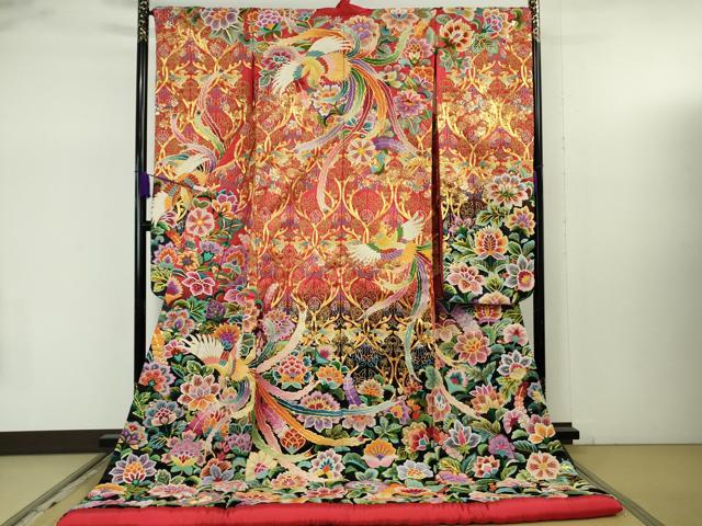 平和屋本店●極上　色打掛 和装 婚礼 結婚式 花嫁 神社挙式　相良刺繍　駒刺繍　総刺繍　鳳凰更紗花文　暈し染め　金糸　逸品　DZAB7750kh6