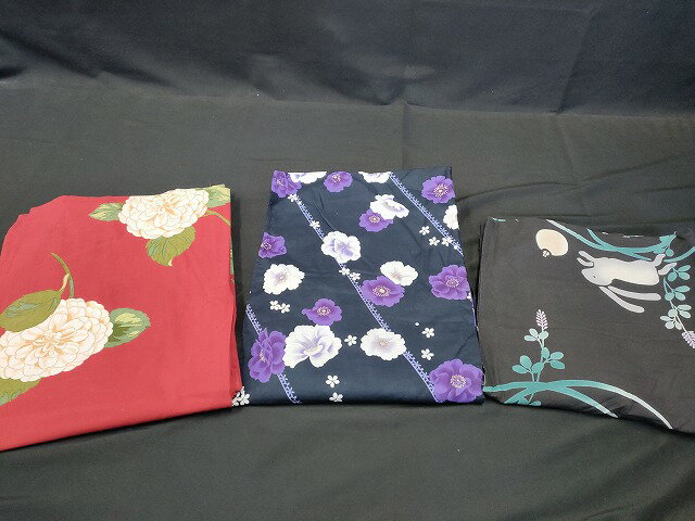 楽天平和屋平和屋本店■浴衣 まとめて 3点 兎 菊 花柄 など 着用可能多数 ppp2647 km