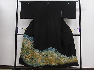 平和屋着物■豪華黒留袖 手描き 勧修寺 暈し染め 金彩 逸品 CAAF6019ze