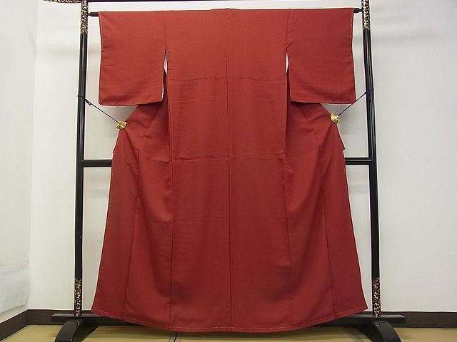 平和屋着物■色無地 マルーン色 洗える着物 DAAE4691jm