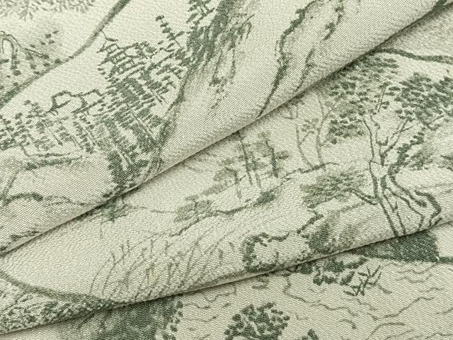Rakuten - 平和屋着物▽上質な小紋　単衣　手描き　切嵌風景文　正絹　逸品　AABA7665fy