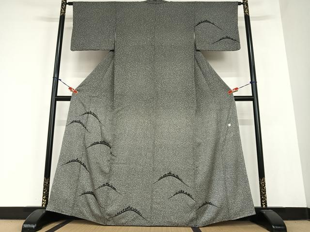 平和屋着物●訪問着　樹林文　黒地　正絹　逸品　AABC0082zg