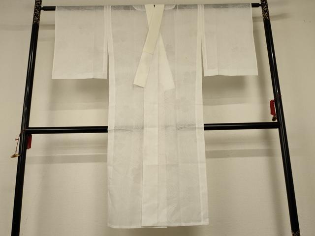 平和屋着物＊夏物 長襦袢 流水桜紋紗 白色 洗える着物 AABC3461jd