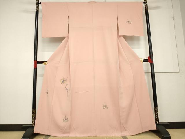 平和屋着物●訪問着　刺繍　雪輪枝梅文　正絹　逸品　AABF3619ck