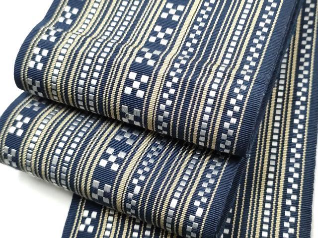 平和屋着物●男性　本場筑前博多織　角帯　間道　正絹　逸品　CABF8558hy