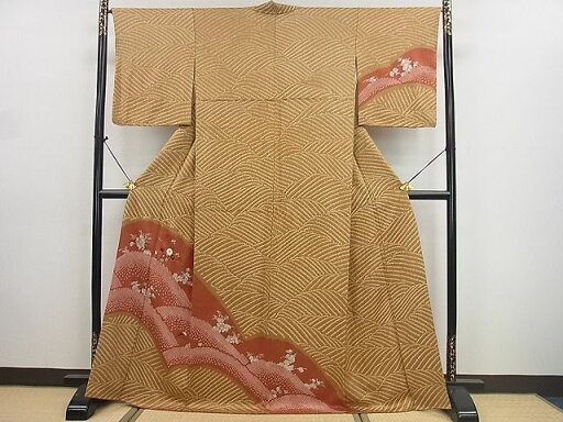 平和屋着物■訪問着 駒刺繍 絞り 立波草花文 逸品 DAAD1354du 平和屋着物■訪問着 駒刺繍 絞り 立波草花文 逸品 DAAD1354du